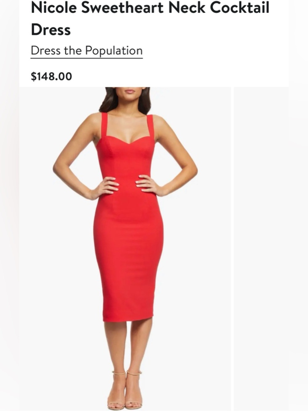 Dress the Population Nicole Sweetheart Neck Cocktail Dress